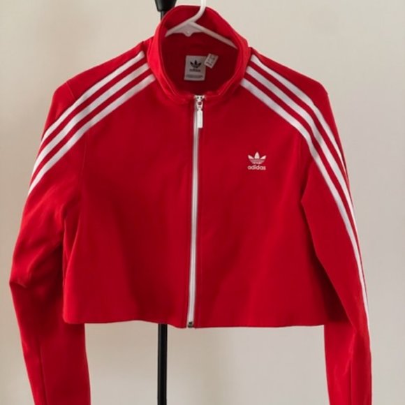 adidas Originals Jackets & Blazers - Adidas Originals Women’s Cropped Red Track Jacket | Size Small | Style DH2726